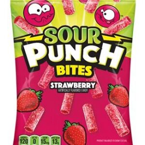 SOUR PUNCH BITES STRAWBERRY PEG BAG 5OZ 12CT - Image 1