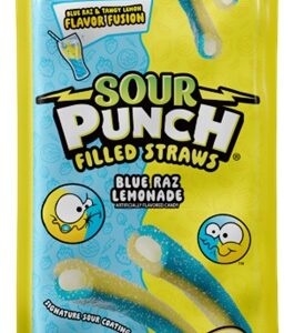SOUR PUNCH FILLED STRAWS BLUE/LEMON 5OZ 12CT - Image 1