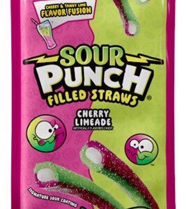 SOUR PUNCH FILLED STRAWS CHERRY LIMEADE 5OZ 12CT - Image 1